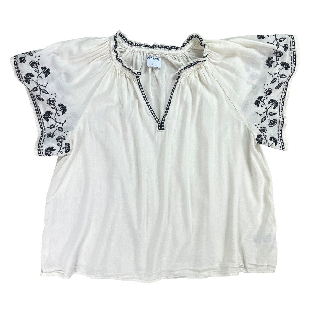 Womens Peasant Embroidered Blouse Top Large Boho Peasant Cottage Regency